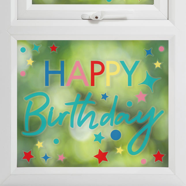 Autocollant de fenêtre Happy Birthday coloré