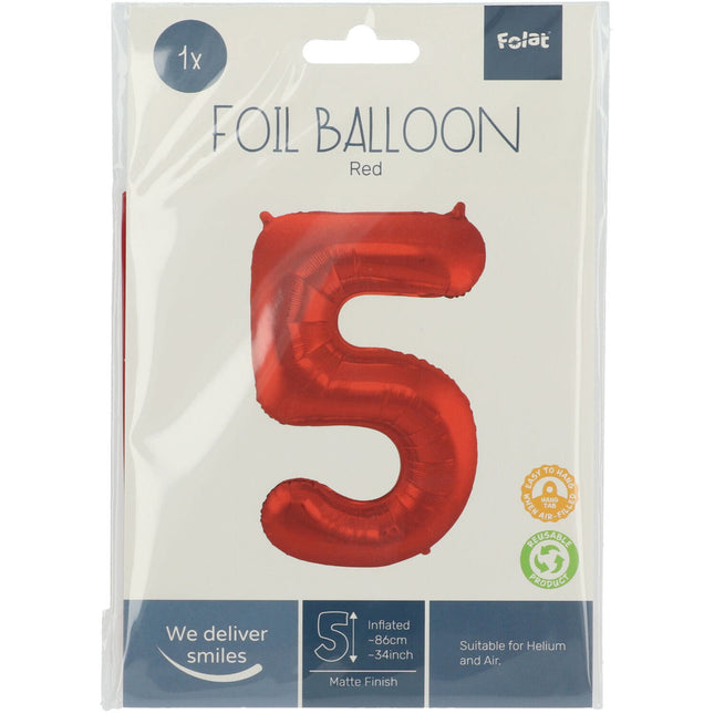 Ballon de baudruche Figure 5 Rouge mat XL 86cm vide