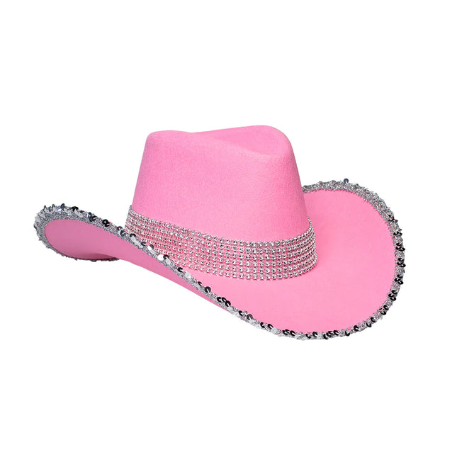 Chapeau de cow-boy rose pailleté