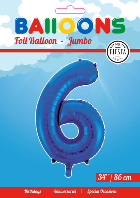 Ballon de baudruche Figure 6 Bleu XL 86cm vide