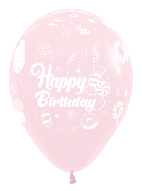 Ballons Happy Birthday Sweet Pastel Matte Mix 30cm 25pcs