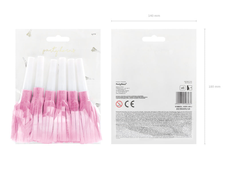 Cornes de fête rose clair 6pcs