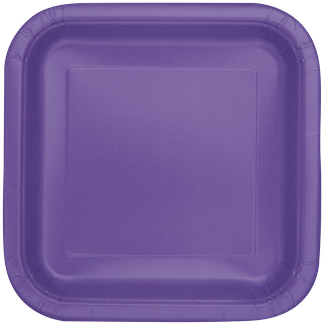 Assiettes violettes néon carrées 23cm 14pcs