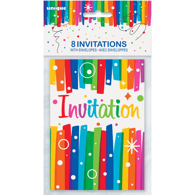 Invitations arc-en-ciel 8pcs