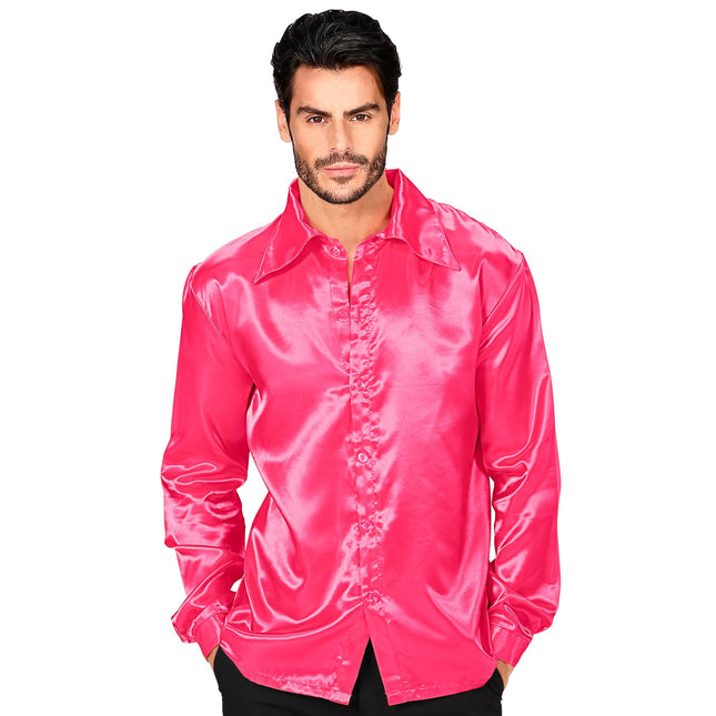 Chemisier Disco 70S Rose Satin Hommes