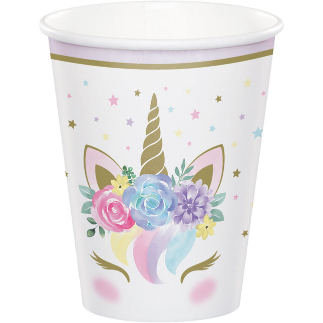 Tasses Licorne Fleurs 256ml 8pcs