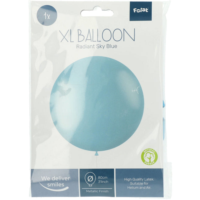 Ballon de baudruche bleu ciel métallisé 80cm