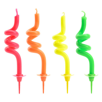 Bougies bouclées colorées 8cm 4pcs