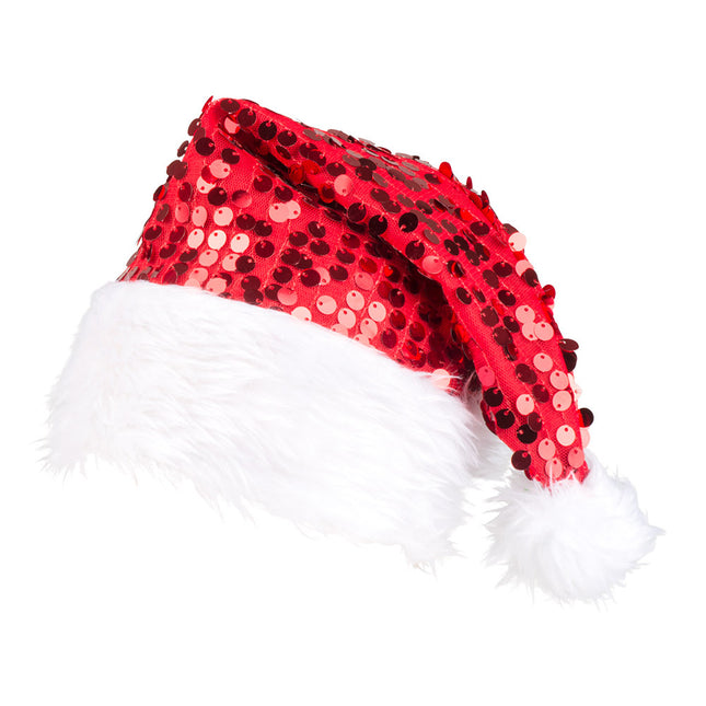 Bonnet de Père Noël Rouge Pailleté