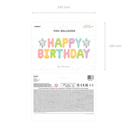 Jeu de ballons Lettre Happy Birthday Pastel Mix Vide 3.95m