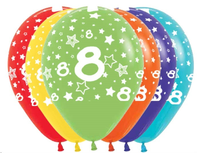 Ballons de baudruche Numéro 8 Mix 30cm 25pcs