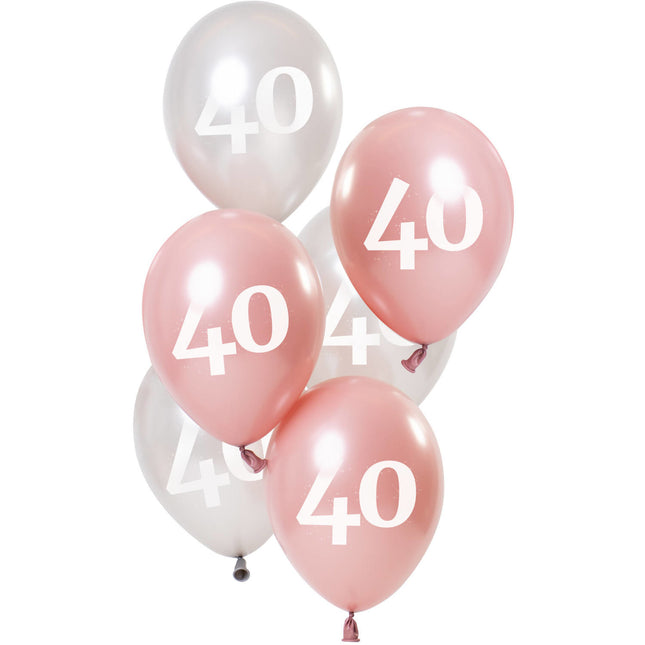 Ballons 40 ans rose 23cm 6pcs