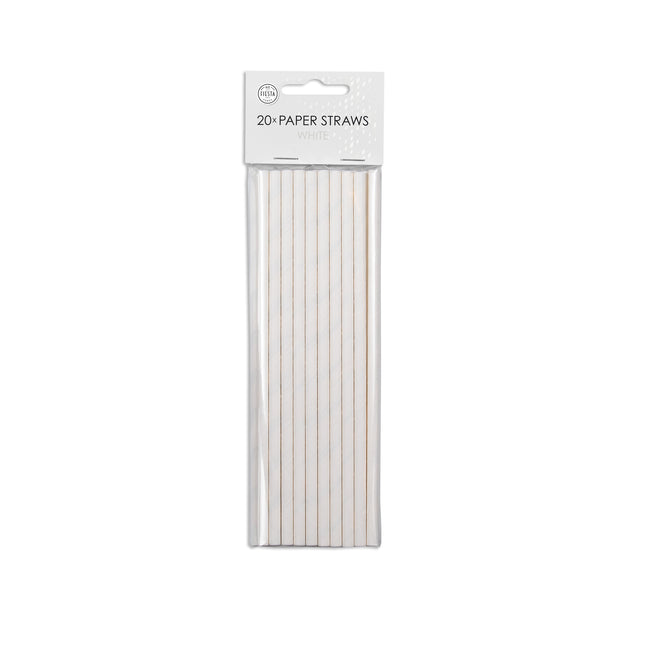 Pailles blanches en papier 19.7cm 20pcs