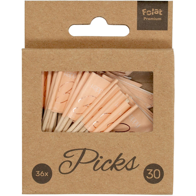 Prickers 30 Years Rose Gold 6.5cm 36pcs