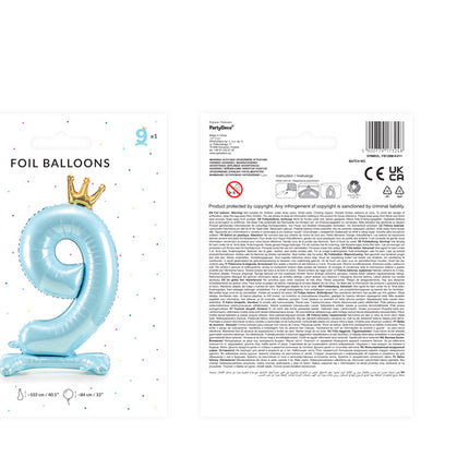 Ballon de baudruche Figure 9 Bleu clair Standard Vide 84cm