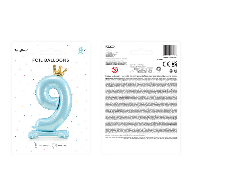 Ballon de baudruche Figure 9 Bleu clair Standard Vide 84cm