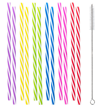 Pailles en plastique réutilisables 21cm 12pcs