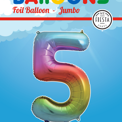 Ballon de baudruche Figure 5 Arc-en-ciel XL 86cm vide