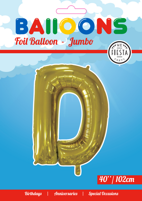 Ballon de baudruche Lettre D Or XL 102cm vide