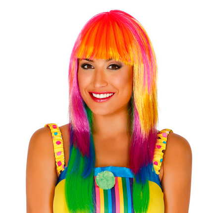 Perruque cheveux longs multicolores