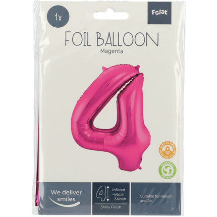 Ballon de baudruche Figure 4 Fuchsia Métallique XL 86cm vide