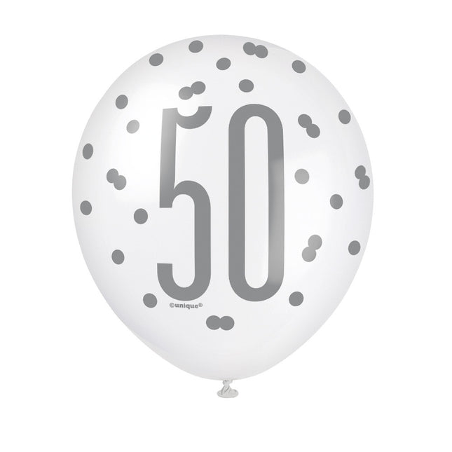 Ballons 50 Years Dots Black 30cm 6pcs