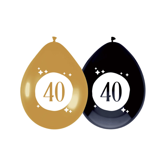 Ballons 40 ans noir or 30cm 6pcs