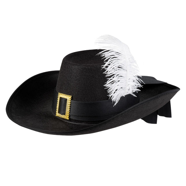 Chapeau de mousquetaire plume blanche