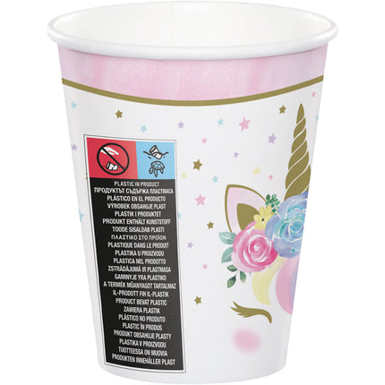 Tasses Licorne Fleurs 256ml 8pcs