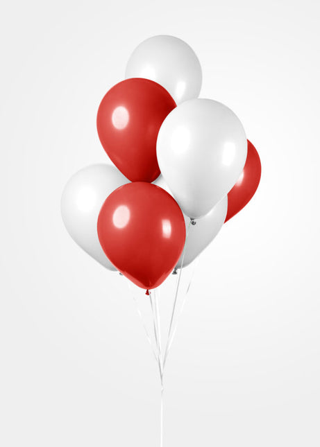 Ballons rouges et blancs 30cm 10pcs