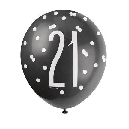 Ballons 21 Years Dots Black 30cm 6pcs