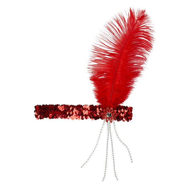 Bandeau rouge, plume de flapper