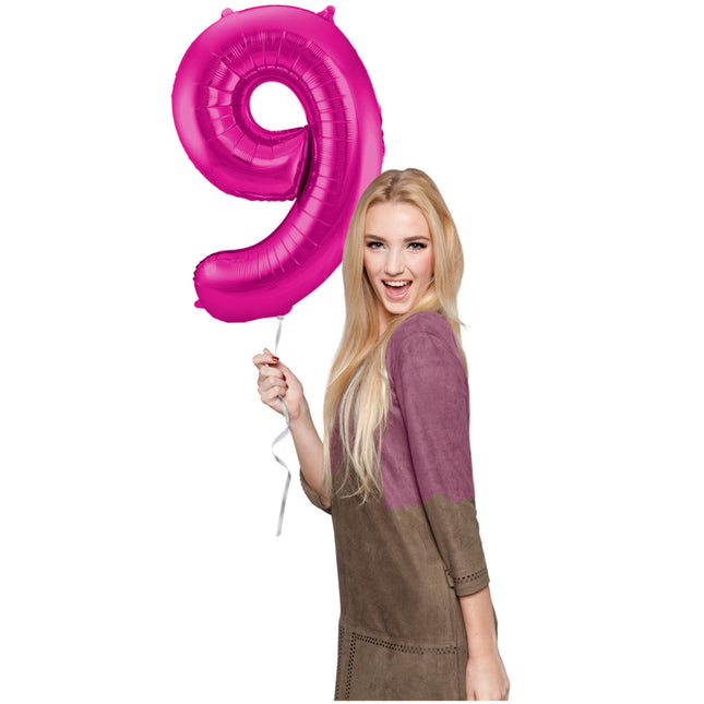 Ballon de baudruche Figure 9 Fuchsia Métallique XL 86cm vide