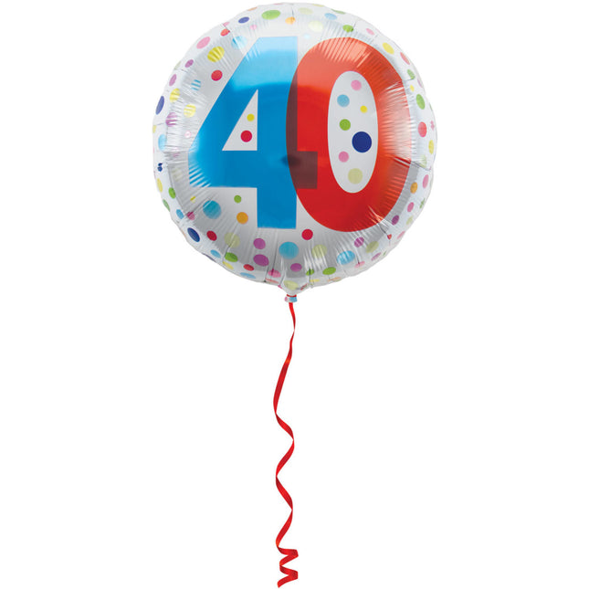 Ballon à l'hélium 40 ans Dots 45cm vide