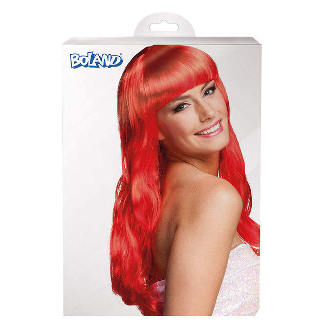 Perruque cheveux longs rouge