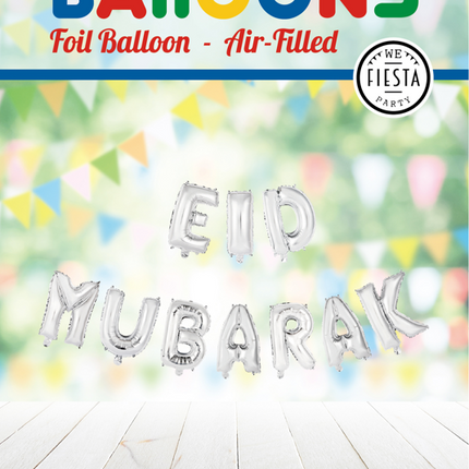 Ballons Lettre Eid Mubarak Argent Vide 41cm