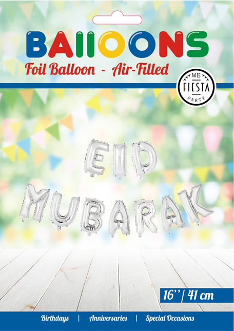 Ballons Lettre Eid Mubarak Argent Vide 41cm