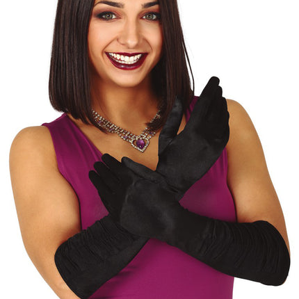 Gants d'Halloween Velours Noir 45cm