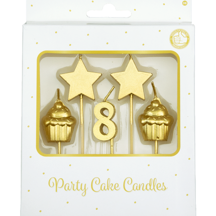 Bougies 8 ans Cupcake Gold 17.5cm