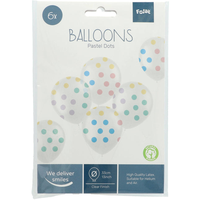 Ballons Dots Coloured 33cm 6pcs