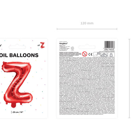 Ballon de baudruche Lettre Z Rouge Vide 35cm