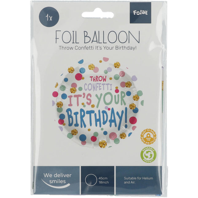 Ballon d'hélium Anniversaire Lancer Confetti Vide 45cm