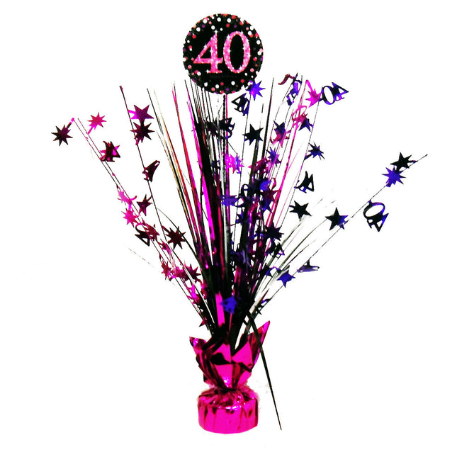 Décoration de table 40 ans Happy Birthday Pink 33cm