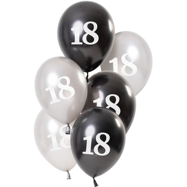 Ballons 18 ans Noir 23cm 6pcs