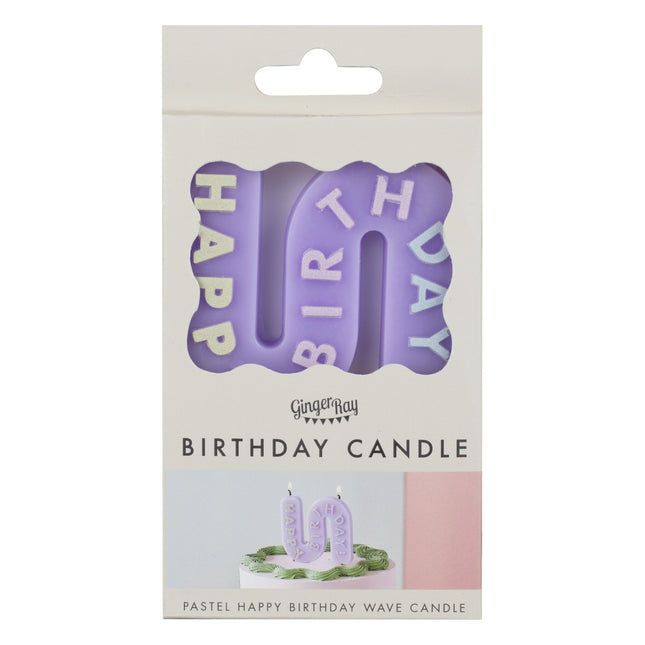 Bougie de joyeux anniversaire lilas