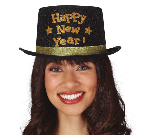 Chapeau de bonne année noir et or