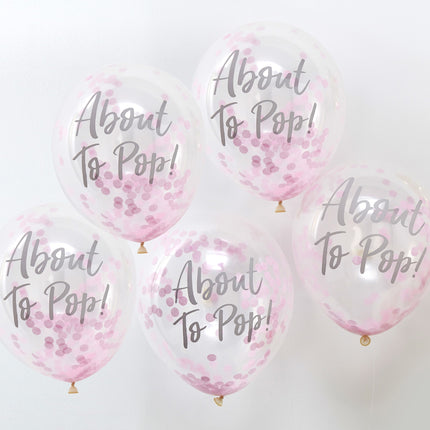 Ballons confettis roses sur le point d'éclater 30cm 5pcs