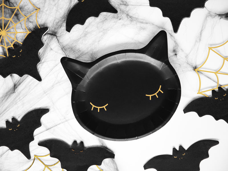 Assiettes d'Halloween Chat noir 22cm 6pcs