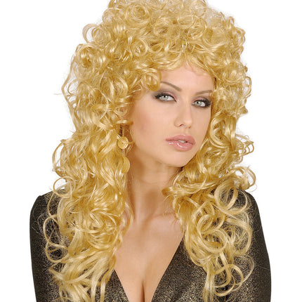 Perruque blonde cheveux longs bouclés