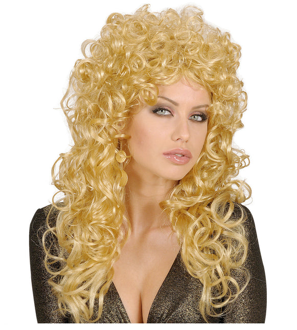 Perruque blonde cheveux longs bouclés